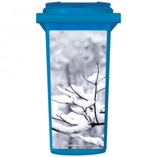 Fresh Snow On A Branch Wheelie Bin Sticker Panel